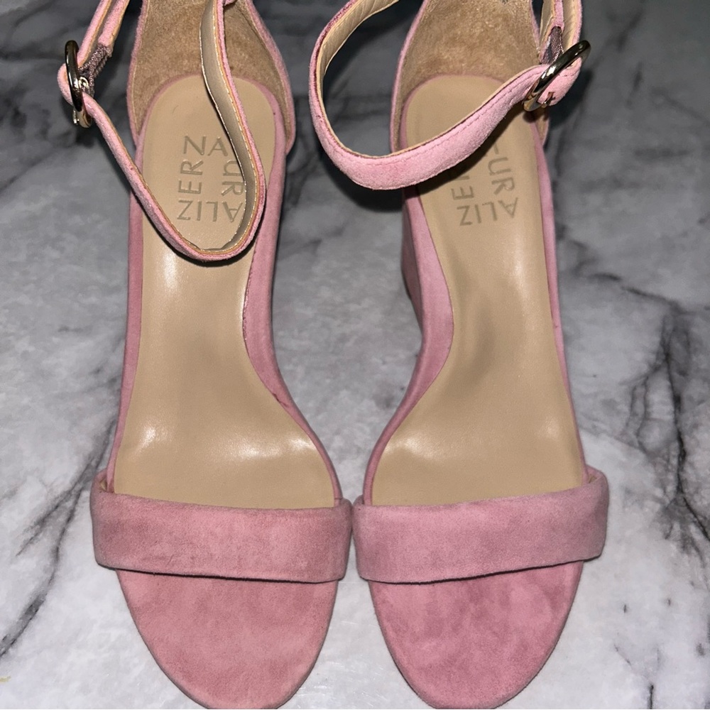 Pink Suede Wedge Sandal